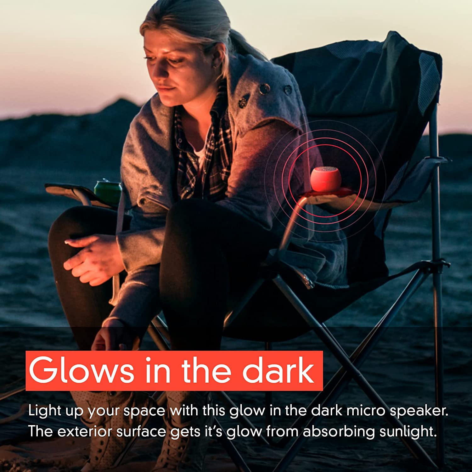 Fashionit U Speakers Boost Glow in the Dark Water-Resistant Portable Wireless Bluetooth Speaker with Subwoofer, Mic & Selfie Remote Control – Ideal for Travel, Home, & Office – Glow Neon Coral