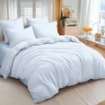 thumbnail image 2 of Blue Striped Duvet Cover Queen Size White Stripe Duvet Cover Dorm Bedding Set 3 Pieces Soft Lightweight Washed Microfiber Farmhouse Bedding Set Gifts for Women Men, 2 of 15
