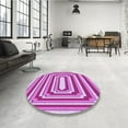 thumbnail image 4 of Ahgly Company Machine Washable Indoor Round Transitional Neon Pink Area Rugs, 7' Round, 4 of 7