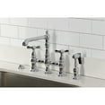 thumbnail image 2 of Kingston Brass KS7271BEXBS Essex Two-Handle 4-Hole Deck Mount Bridge Kitchen Faucet with Brass Side Sprayer in Polished Chrome, 2 of 8