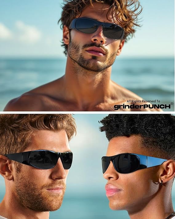 Grinderpunch Super Dark CAT 4 Sunglasses Polarized Blackout Lenses for Light Sensitivity & Migraine Relief Wrap Around - Gloss Black
