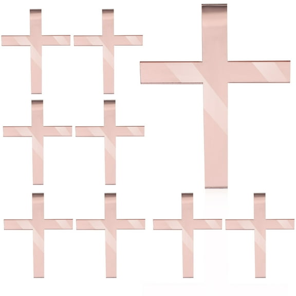 Raindrops Rose Gold Acrylic Cross Cupcake Topper for Cake Decoration 10 Pieces