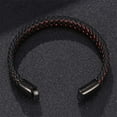 thumbnail image 4 of Paleo Hebrew Yhwh Bracelet - Israelite Hebrew Name of God Amulet Lines Leather Cuff Bangle - Tetragrammaton Jewish Messianic Wristband - Yahweh Jewelry for Men Women, Red, 7.28'', 4 of 7