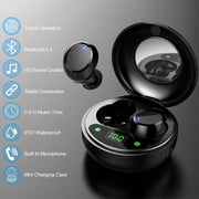 Mini Wireless Earbuds, Bluetooth Headphones 5.3 HiFi Stereo, Wireless Earphones with ENC Noise Cancelling Mic, IPX7 Waterproof, LED Digital Display Ear Buds, Touch Control.
