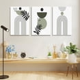 thumbnail image 3 of Sage Green Boho Wall Decor,Minimalist Framed Canvas Wall Art Geometric Line Leaf Sun Moon Green Canvas Artwork Paintings,Abstract Botanical Boho Wall Posters for Bathroom Bedroom Decor 12"x16", 3 of 6