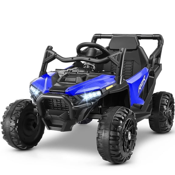 Funcid 12V Ride on Toys with Remote Control, Electric Car for Kids, 2*100W Engines Ride on Cars w/ Bluetooth, Battery Indicator, Knob Volume Control, 3.1 MPH, Age 3-6, Blue