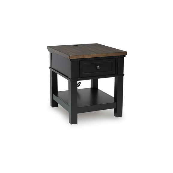 Signature Design by Ashley Wildenauer Rectangular One Drawer End Table with USB Charging, Black