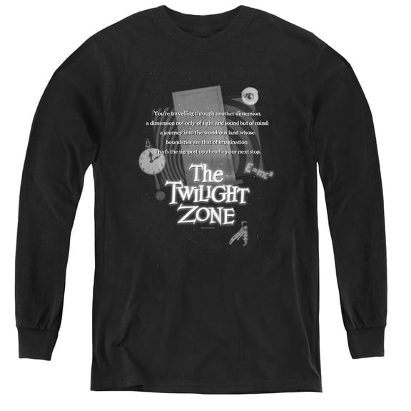 Twilight Zone Monologue Youth Long Sleeve T-Shirt Black