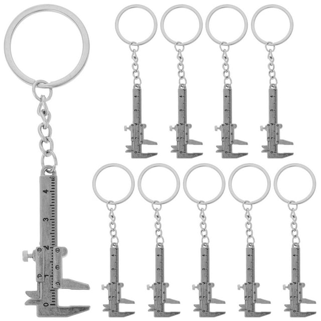 KAKOWELY Porte-Clés mini Règle 10 Pcs Étrier Miniature Portable Porte-Clés Outil de Mesure Compact Pendentif avec Anneau pour Projets de Menuiserie Fournitures 1.97"X0.98"X0.08 Pouces