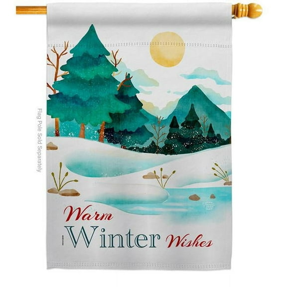 Ornament Collection H192681-BO 28 x 40 in. Winter Wishes House Flag with Wonderland Double-Sided Decorative Vertical Flags Decoration Banner Garden Yard Gift