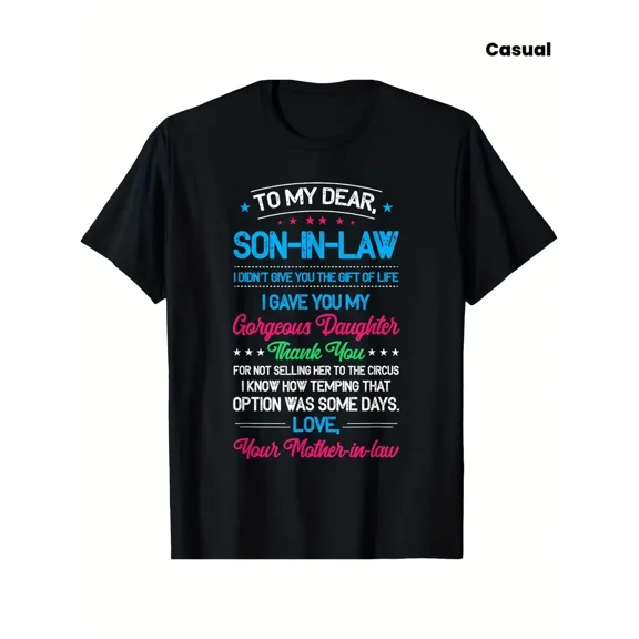 Funny Mother-in-Law Son-in-Law Quote Men Casual Short Sleeve Graphic T-Shirt