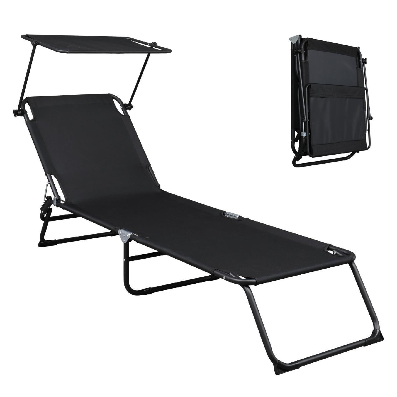 VINGLI Folding Chaise Lounge, Adjustable 4 Position Patio Chair