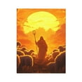 thumbnail image 2 of CozyNet Jesus Holding A Shepherd Staff Surrounded By Sheep Under A Warm Sunset Wall Art Prints With Frame Canvas Perfect for Living Room & Bedroom, Ready to Hang, Wall Decor 16"x20", 2 of 10