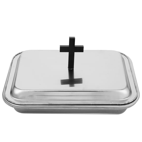 Clispeed 1Set Portable Stainless Steel Serving Tray with Wine Cup Holder for Ceremonies
