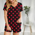 thumbnail image 6 of Titcea Women's Pajama Sets Pleated Front V Neck Polka Dots Printed Short Sleeve Short Sets Loose Comfort Summer Casual Loungewear Sets, Gifts for Her, 6 of 6