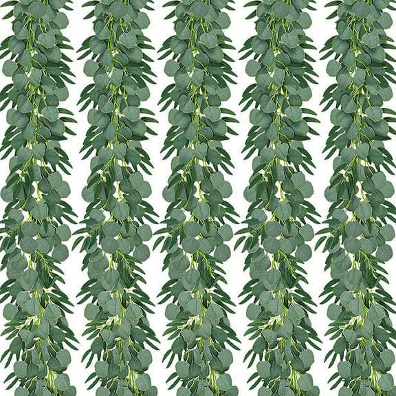 5-Pack 6.5 Feet Artificial Eucalyptus with Willow Garland Fake Vine Plant with Leaves Faux Silver Dollar Greenery