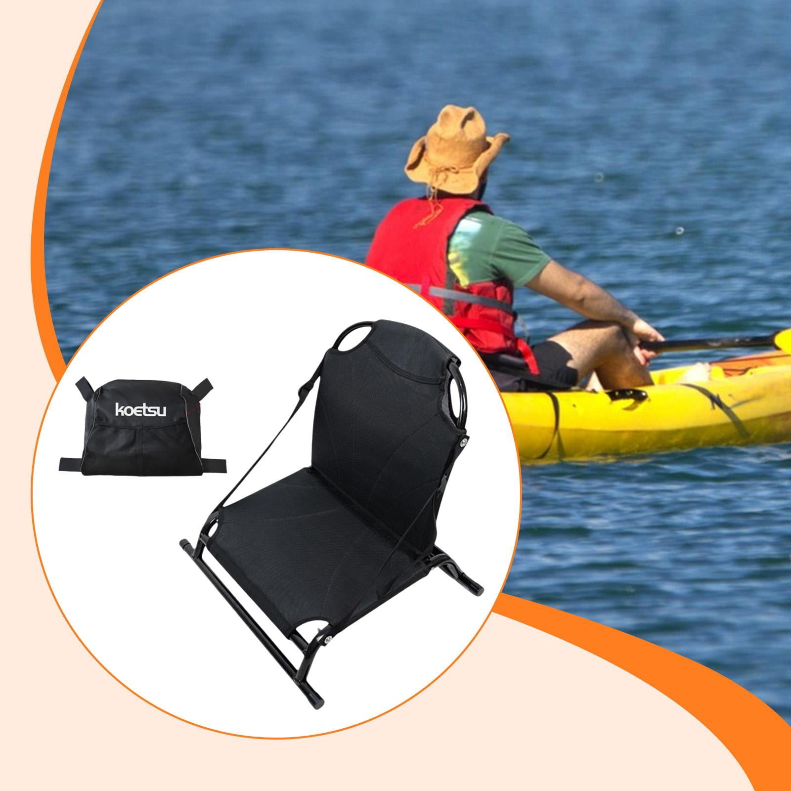 harayaa Folding Kayak Seat Canoe Backrest Seat Breathable with Back for Travel Bleachers