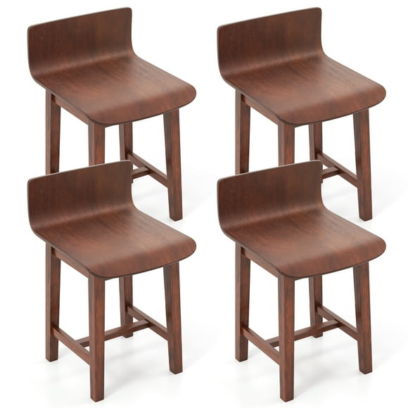 Gymax Swivel Dining Chair Set of 4 Farmhouse Wooden Kitchen Chairs Armless Side Chairs