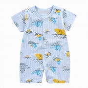 JUMEYU Baby Clothes Unisex Newborn Baby Boy Summer Outfit Romper Jumpsuit Cute Infant Clothes 0 3 6 9 12 18 24 Months (Blue,18-24 Months)