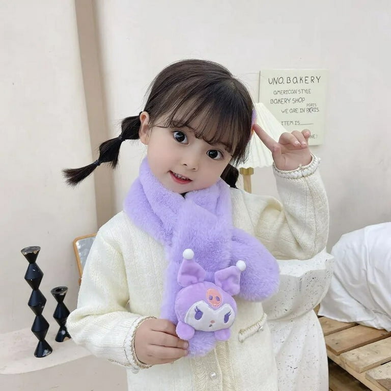 Kawaii Plush Cinnamoroll Children‘s Scarf Cute Kuromi My Melody Soft Girls  Cartoon Plushie Thickened Kids Scarves Christmas Gift