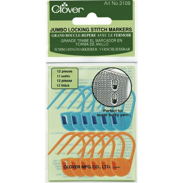 Clover Jumbo Locking Stitch Markers, 12pk