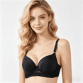 thumbnail image 2 of IQOGKRN Women Elegant Wireless Floral Lace Bra Full Coverage Comfort Brassiere Soft Breathable Everyday Bra Black 75A, 2 of 5