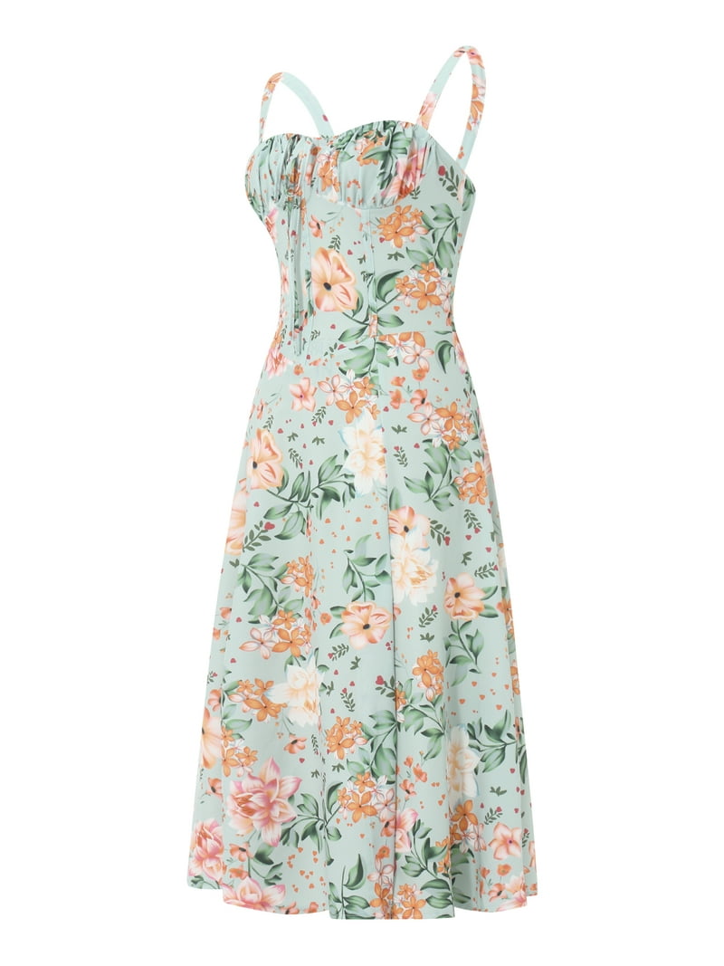Women Boho Floral Maxi Dress Spaghetti Strap Square Neck A Line Slit Long Corset Dress Summer Cottagecore Dress - Walmart.com Women Boho Floral Maxi Dress Spaghetti Strap Square Neck A Line Slit Long Corset Dress Summer Cottagecore Dress - Walmart.com
