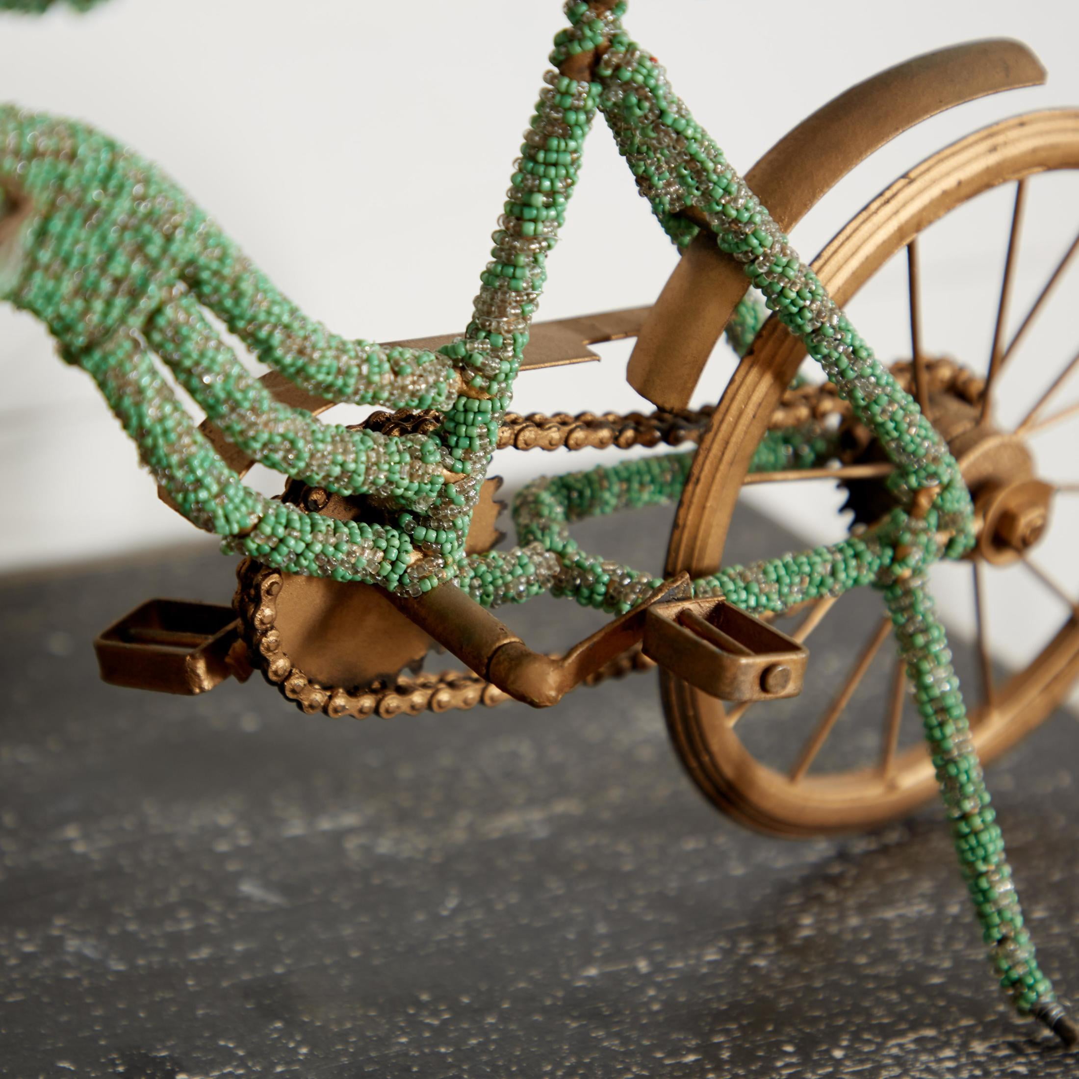 18" x 13" Green Metal Bike Sculpture, by DecMode