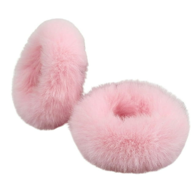 2Pcs Bright Color Simple Hair Ties Handmade Faux Rabbit Fur Furry Scrunchies Hair Accessories