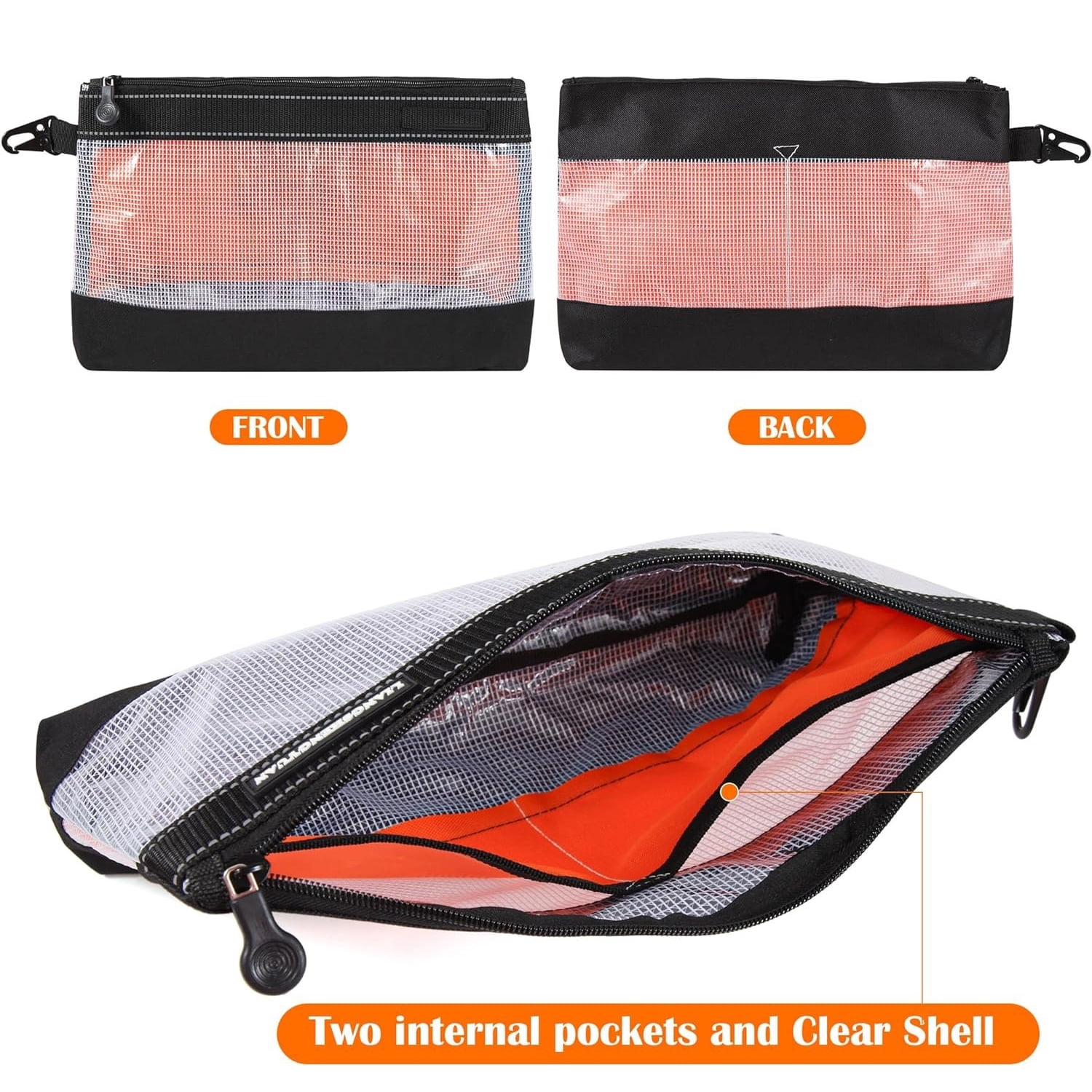 Zipper Clear Tool Pouch Small Tool Bag Multi-purpose Organizer Waterproof Pack Of 4pcs