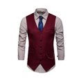 thumbnail image 1 of MAWCLOS Gilet de Costume pour Homme Gilet à Col en V Veste de Couleur Unie Gilets Mode Vacances Sans Manches Manteau Bordeaux TP, 1 of 7