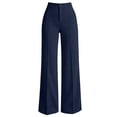 thumbnail image 5 of Kctiaxy Dress Pants Women High Waist Button Straight Wide Leg Pants Waffled Textured Business Casual Work Pants, 5 of 7