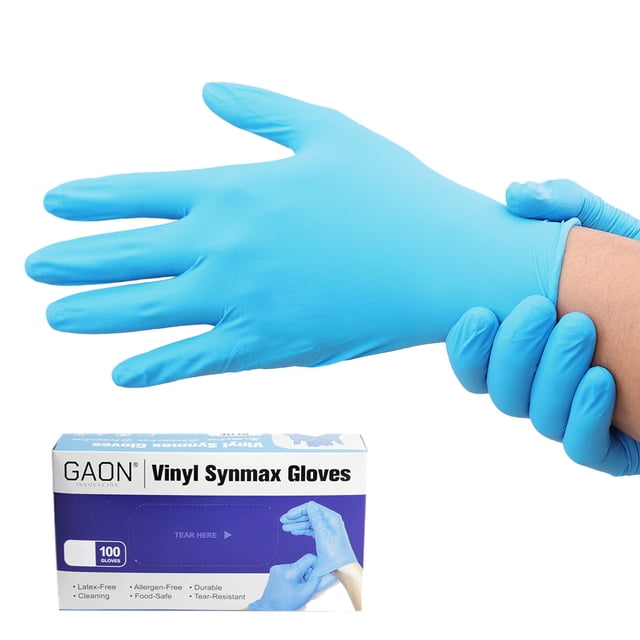 Guantes de Vinil Libre de Latex Y Nitrilo Gaon Kit 100 Talla M Azul
