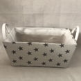 thumbnail image 1 of White With Gray Stars Liner And Faux Leather Handles Basket, 1 of 1