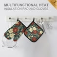 thumbnail image 4 of Yayeee Oven Mitts and Pot Holder Set of 2 Heat Resistant Kitchen Gloves Baking Hot Pad, Christmas Blooms, 4 of 5
