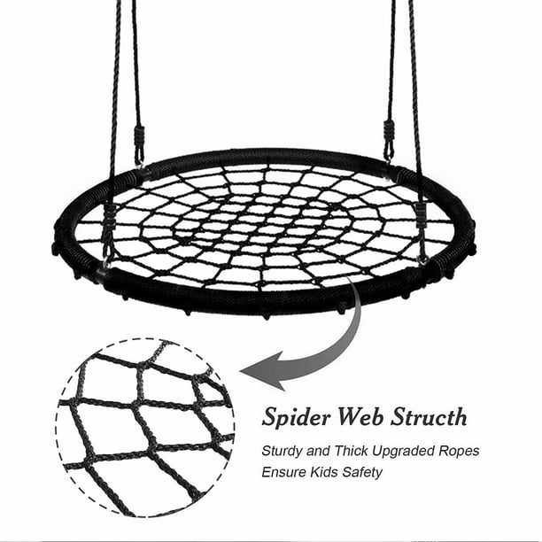 40 Inch Tree Swing Over 660 lbs Net Spider  Round Rope Swing with 2