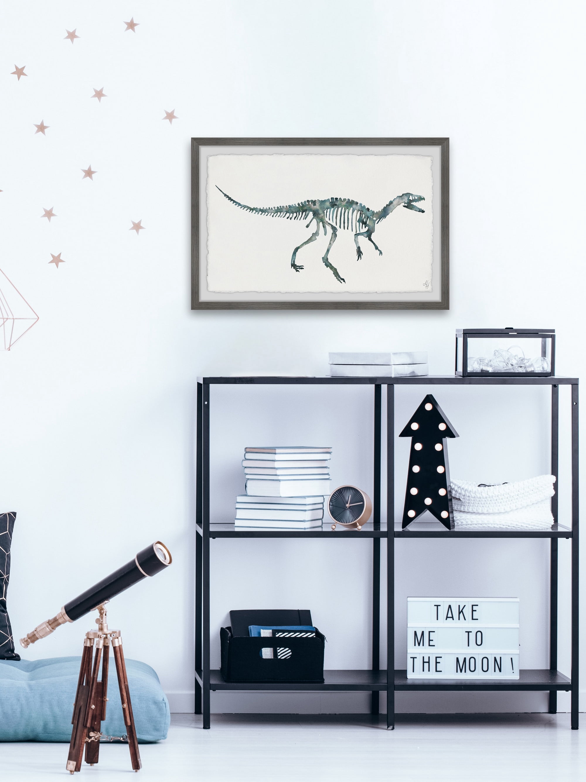 Marmont Hill Bluish Gray Skeleton Framed Wall Art, 18.00" x 1.50"