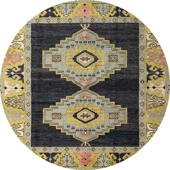 Ahgly Company Indoor Round Abstract Taupe Brown Abstract Area Rugs, 8' Round