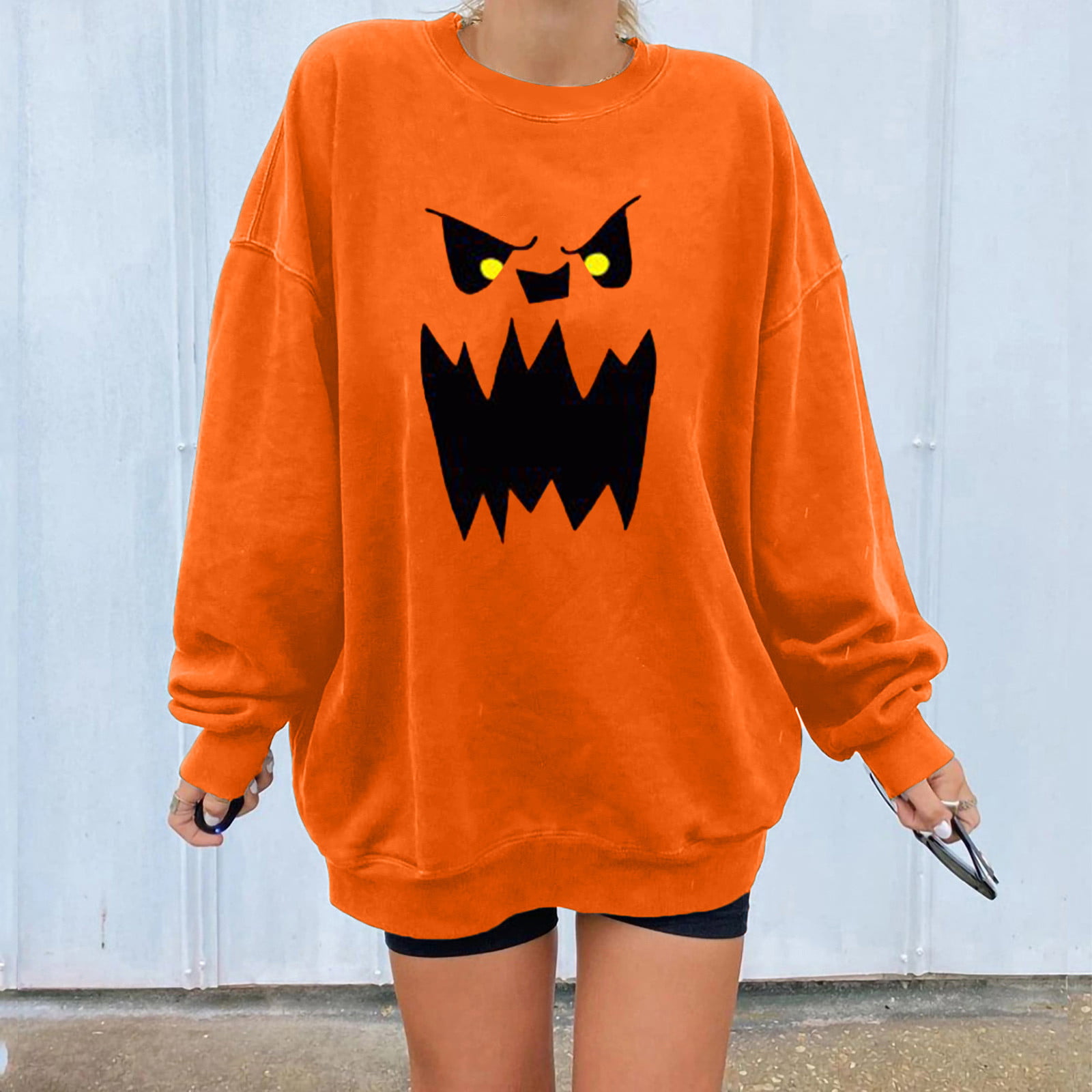 Women Halloween Off Shoulder Sweatshirt Owl Long Sleeve Slouchy Pullover Blouse Shirts Plus Size 