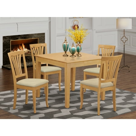 Dinette Set for 4 - 5 Piece Kitchen Table & Chair Set - 36x36 Inch Oak Finish