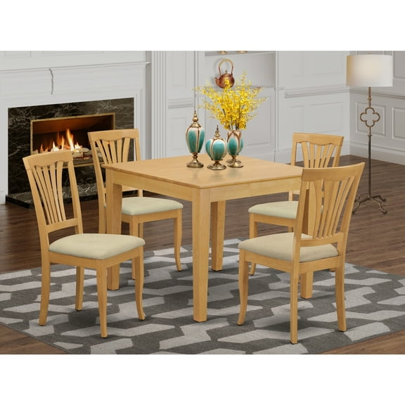Dinette Set for 4 - 5 Piece Kitchen Table & Chair Set - 36x36 Inch Oak Finish