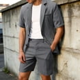 thumbnail image 2 of IWRICH Plaid Suit 2 Piece Set for Men Short Sleeve Two Button Blazer Jacket and Flat Front Shorts Set Business Outfits Black XL, 2 of 7