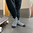 thumbnail image 2 of Black & White Checkered Socks (Adult Large - Men's Shoe Sizes 8-12), 2 of 3