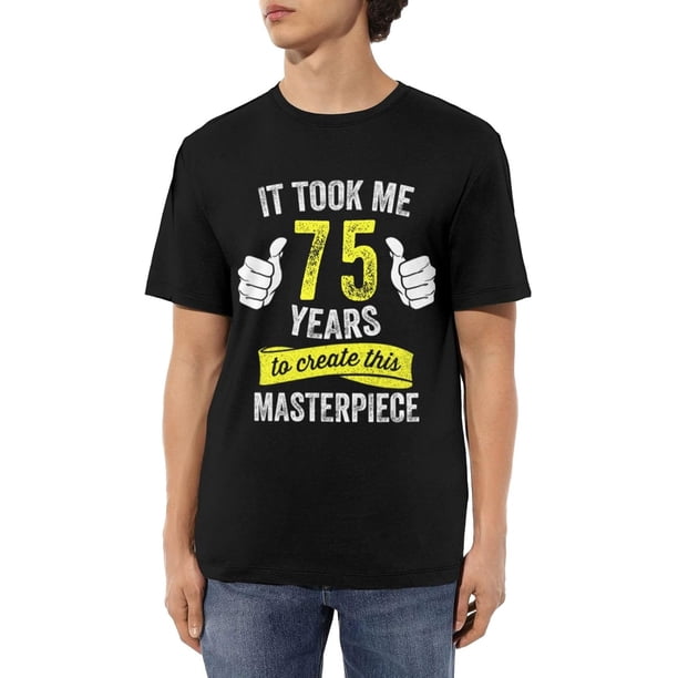 Camisetas de algodón para hombre, divertidas, de broma de 75 años, para el 75.º cumpleaños, informales, básicas, de cuello redondo y manga corta.