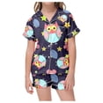 thumbnail image 1 of MIASHUI Ensembles de Pyjamas 2 Pcs pour Enfants, Ensembles de Vêtements de Nuit Imprimés Mignons pour Tout-Petites Filles, Bleu Foncé, 6-7 Ans, 1 of 5