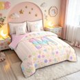 thumbnail image 2 of meiyoeat Pastel Balloon Letter M Twin Bedding for Boys Girls, Cute Monogram Bedding Comforter Set, Pink Reversible, 7-Piece, 2 of 6