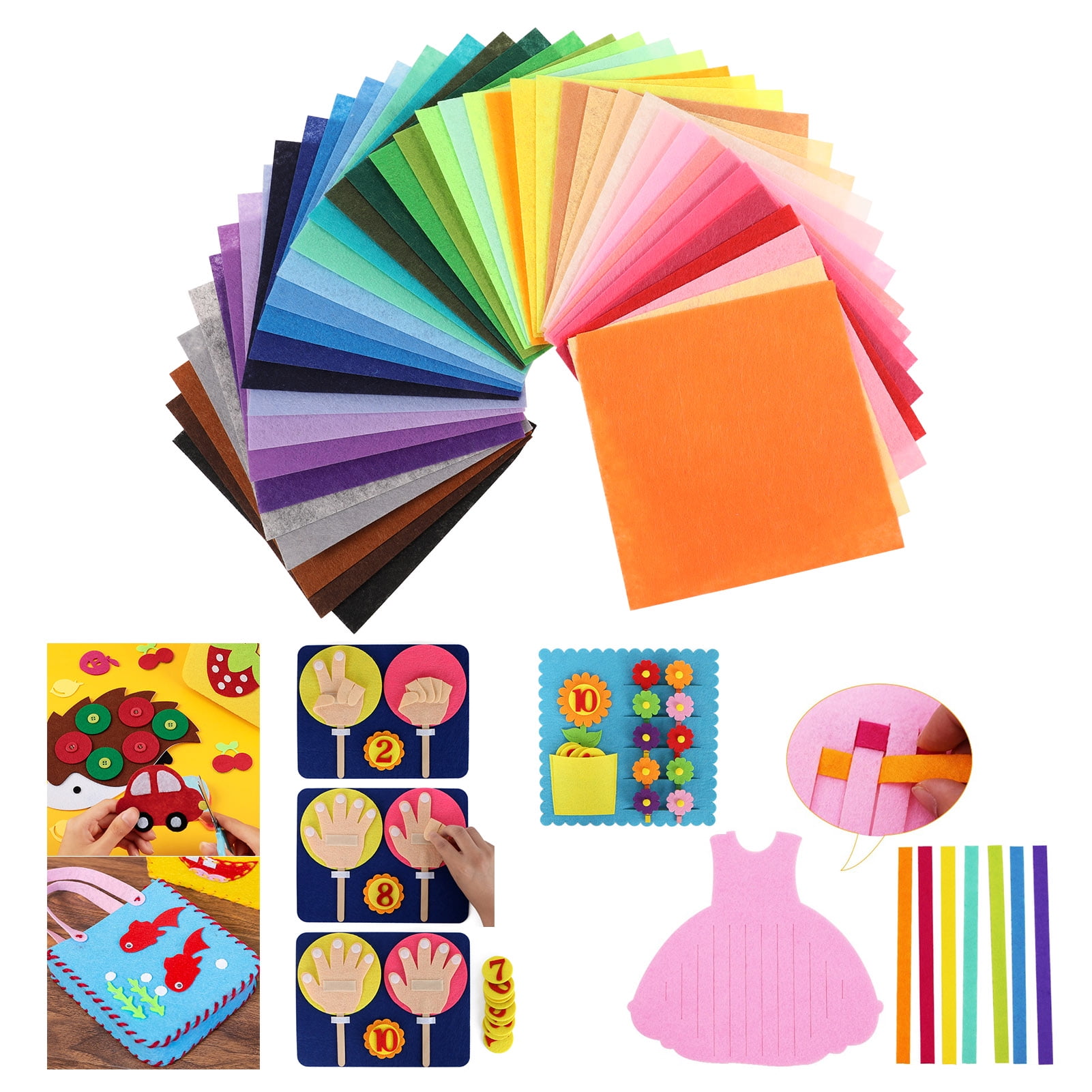 20 Pcs Felt Bundle For Kids Scrapbooking DIY Colorful Fabric Cloth