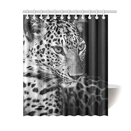 Mkhert Leopard Portrait Shower Curtain Bath Curtain Waterproof