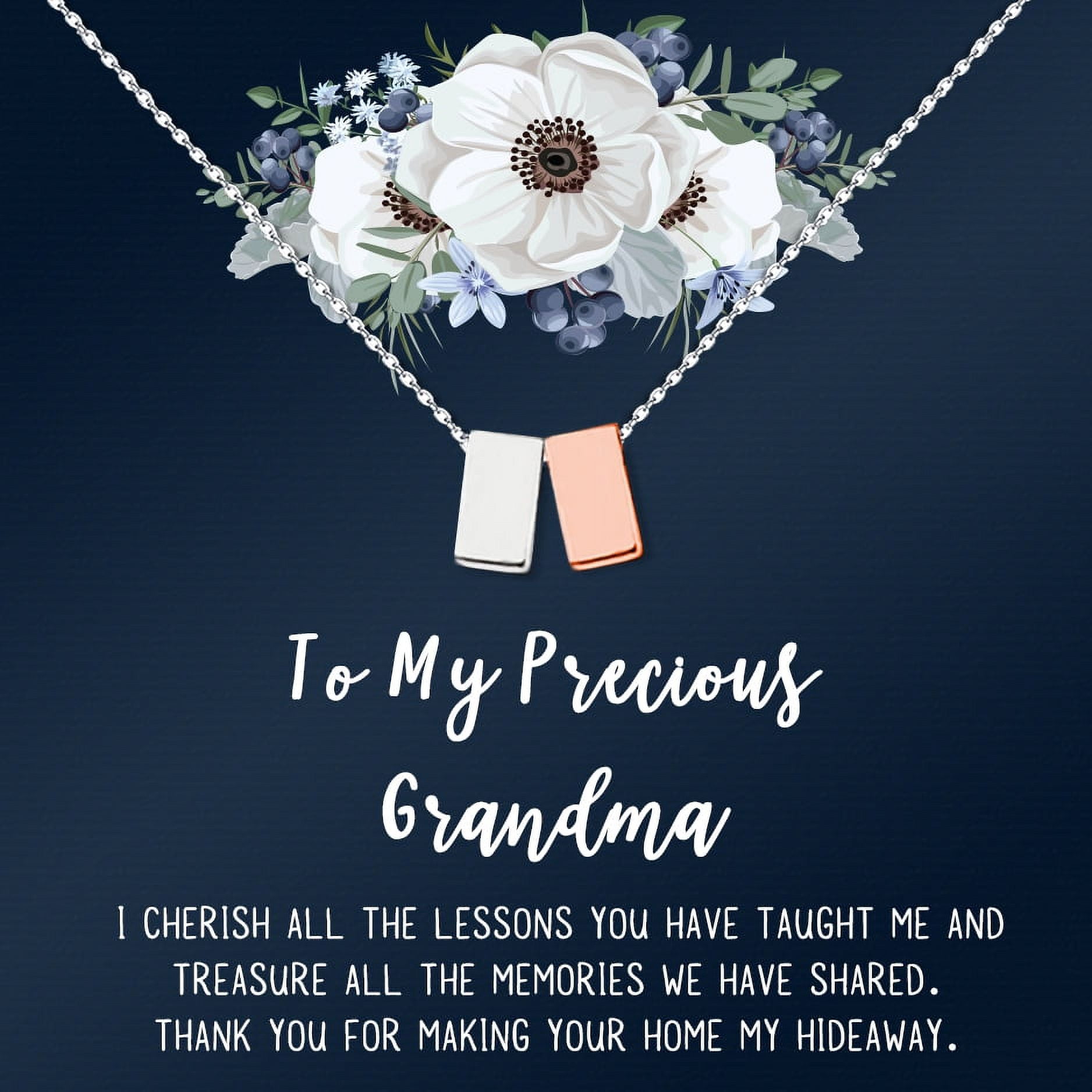 To My Precious Girlfriend Valentines Day Card and Necklace - Jewelry Gift Set - Gift for Mom - Gift for Girlfriend - Silver-Rose Gold Cube Necklace - Motivational Card - Ships Next Day!