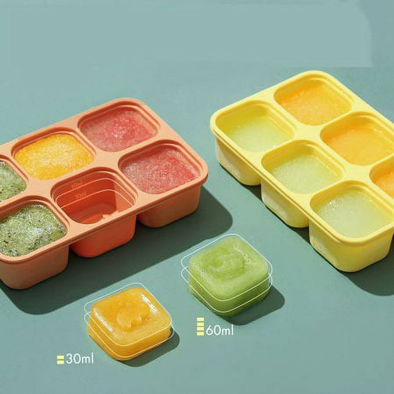 Suyin Silicone Food Molds,Silicone Baby Food Freezer Tray,Food Storage  Container with Lid,Green 